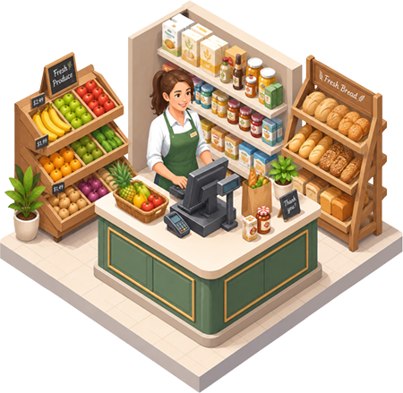 Illustration representing service terms, payment and document delivery